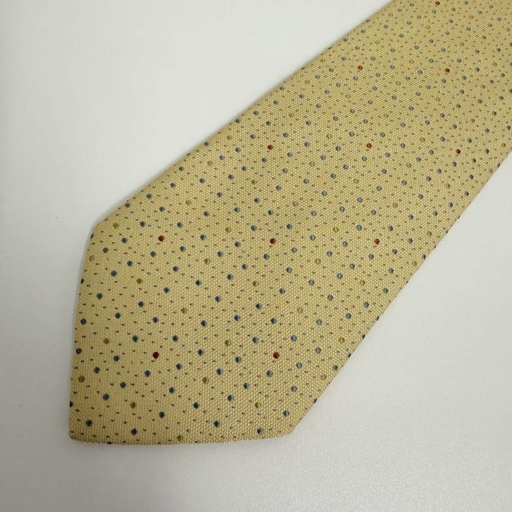 Hermes Men's Tie Yellow Polka Dot Woven Silk France 3.5" (W) x 60.5" (L) euc - Picture 5 of 7